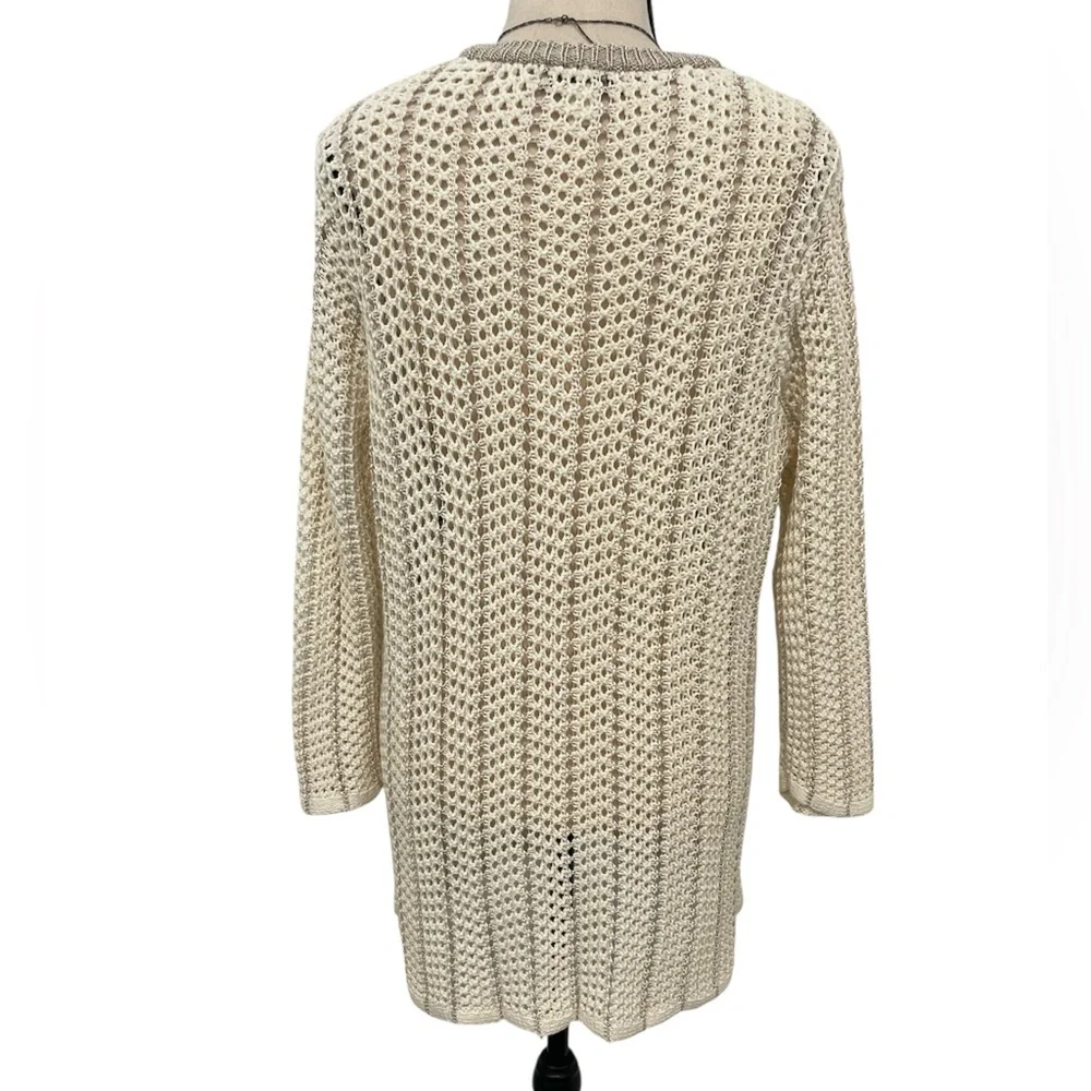 Coldwater Creek | crochet knit tie front cardigan sweater sz L/XL